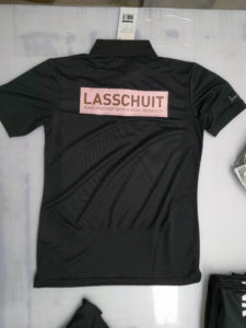 Lasschuit kleding rug bedrukking fullcolor